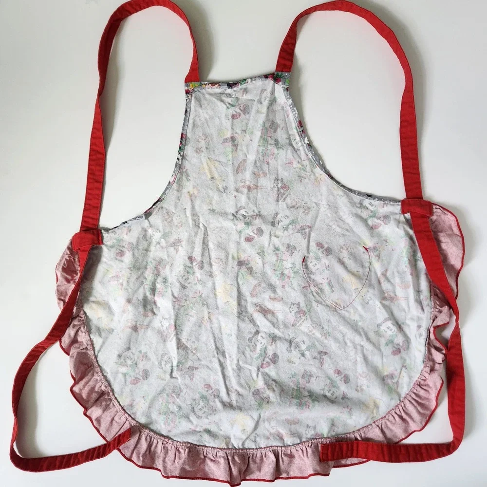 Disney Parks Christmas Holiday Apron Mickey Minnie Castle Ruffle Heart Pocket OS